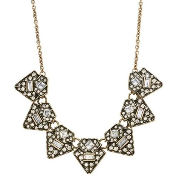 Park Lane "FALON" NECKLACE Antique Gold + SWAROVSKI Crystals - Art Deco - NICE - Picture 2 of 2